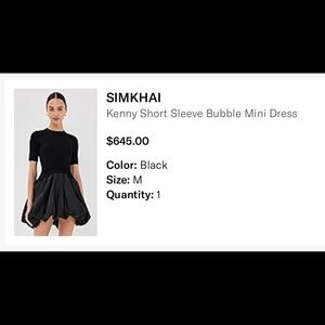 SIMKHAI Black Kenny Short Sleeve Bubble Mini Dress